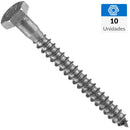 Tornillo Tirafondo Madera 2-1/2 Pulg 1/4 Pulg 10 Unidad(Es)