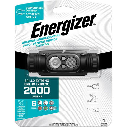Linterna De Cabeza Recargable Hibrida De Metal 2000 Lumenes