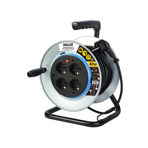 Carrete Alargador Shuko 16A 4 Toma(S) 40 M Negro/Gris