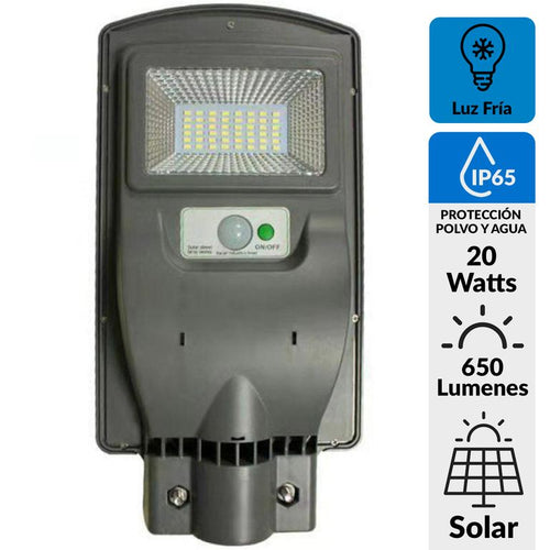 Foco Solar Alumbrado Publico 20W con Sensor