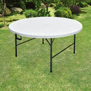 Mesa Plegable Redonda Acero 180X74X180 Cm Blanco