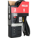 Alargador Interruptor On Off 2 Usb 6 Toma(S) 3 M Negro