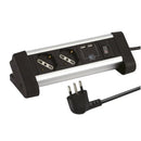 Alargador 2 Tomas Schuko + 2 Puertos Usb 2M Blanco/Negro