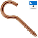 Cancamo abierto rosca madera N5 x 60 cobrizado 4unid