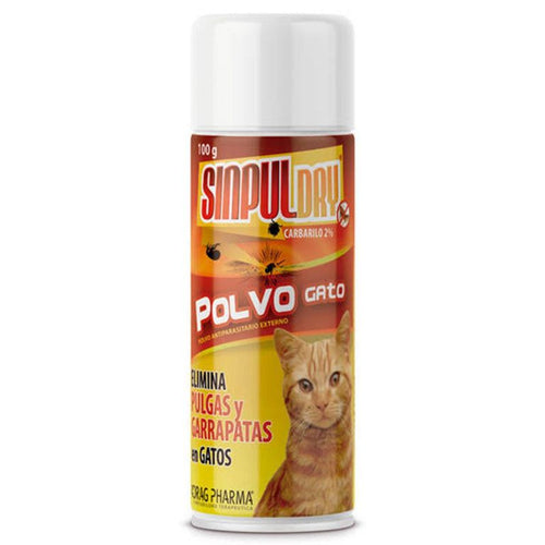 Talco Antiparasitario Gatos Control Pulgas Garrapatas 100 G