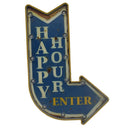 Letrero Led Flecha Happy Hour Azul 61x5.5 cm