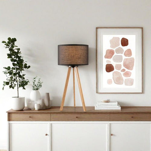 Lampara Mesa Tripode Pantalla Negro 28x60cm