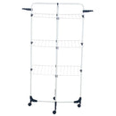 Tendedero de Ropa Torre 3 Racks Plegable Acero 70x65x135 cm Blanco