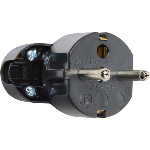 Enchufe Macho Volante Schuko 2P+T 16 A Negro