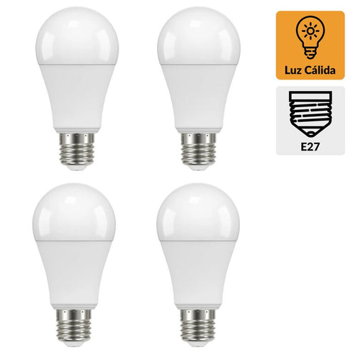 Pack 4 Ampolletas Led 100 W E27 1521 Lm Luz Calida