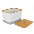 Organizador De Tela Con Tapa 50X30X34 Cm Blanco/Gris