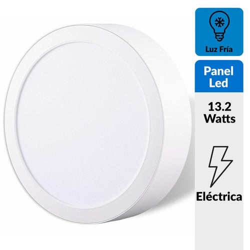 Panel Led Sobrepuesto Circular Blanco 12W Luz Fria