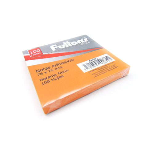 Nota Adhesiva 654 76X76 Mm 1 Un Naranja Neón 100 Hojas