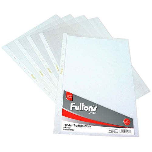 Funda Para Archivo Plástica Oficio Blanco 10 Un