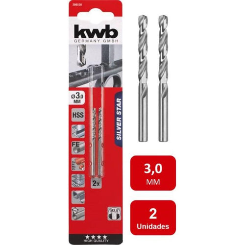 Broca Acero Rápido HSS Silver 3.0mm 2un.