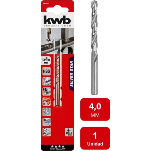 Broca Acero Rápido HSS Silver 4.0mm