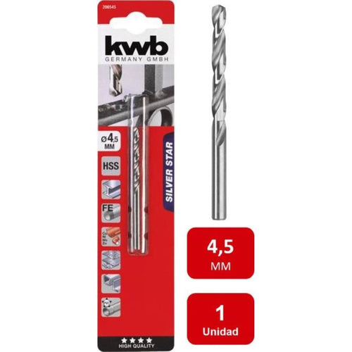 Broca Acero Rápido HSS Silver 4.5mm