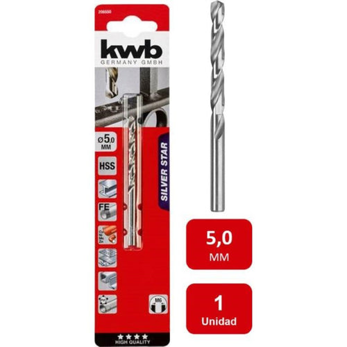 Broca Acero Rápido HSS Silver 5.0mm
