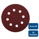 Discos Lijas Velcro 8 Perforaciones 5" Grano 60 20un. 