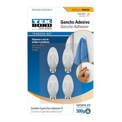 Ganchos Adhesivos Plástico Ambar Blanco P - 0.5kg 4un. 