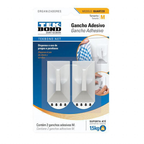 Ganchos Adhesivos Plástico Cuarzo Blanco M - 1.5kg 2un. 