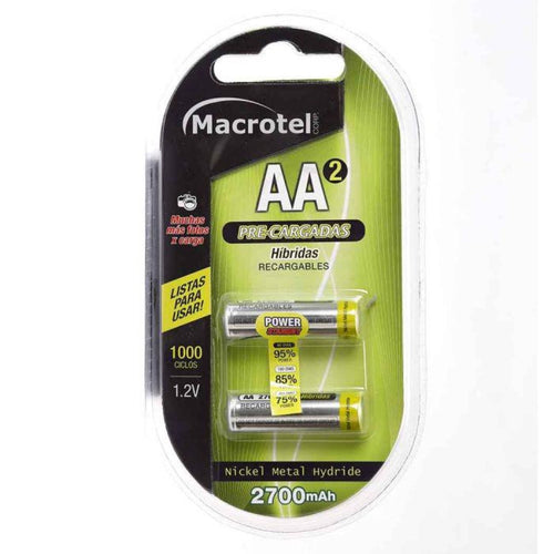 Pilas Recargables Precargadas AA 2700mAh 2 un.