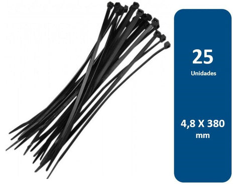 Amarra Plástica Negra 4.8x380mm 25un.