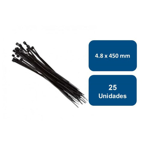 Amarra Plástica Negra 4.8x450mm 25un.
