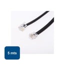 Cable para teléfono plano 5mts Negro 