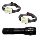 Linterna LED Zoom y 2 Linternas Cabeza LED Kit