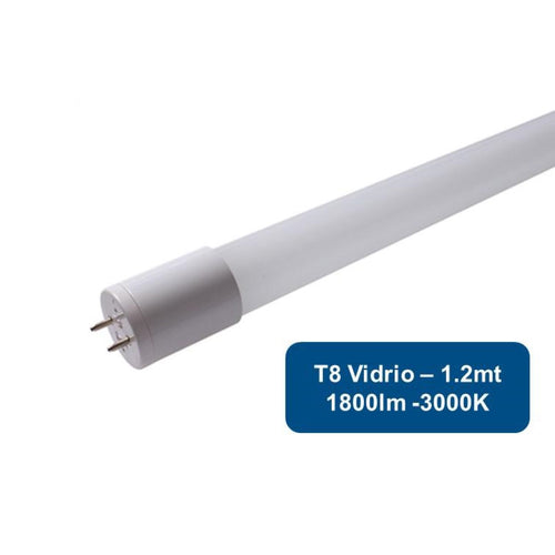 Tubo LED T8 Vidrio 18W 1.2m 1800lm 3000K 