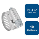Abrazadera reforzada Acero Inoxidable 1.1/2-2.1/4" (38-57mm) 10un. 