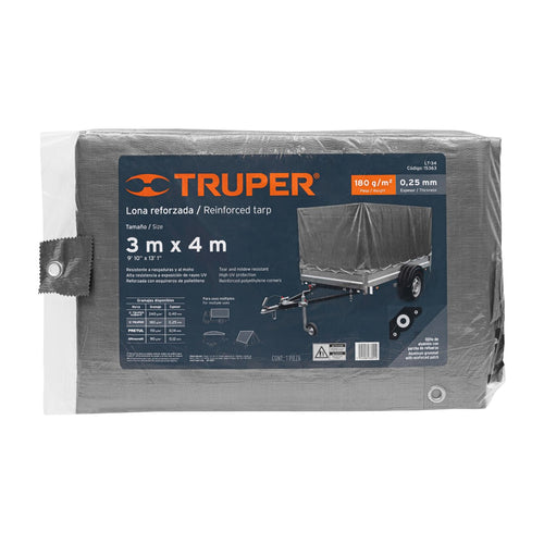 Lona cobertora reforzada multiuso gris 3x4mts 