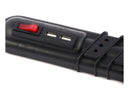 Alargador zapatilla con switch 5 posiciones + 2 usb Negro 3mts 