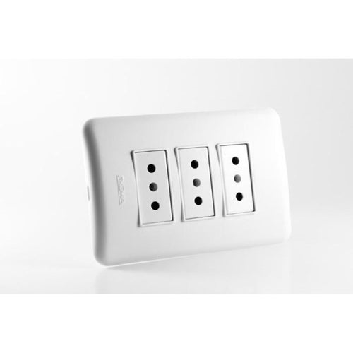 Enchufe Hembra Triple Embutido 10A Blanco