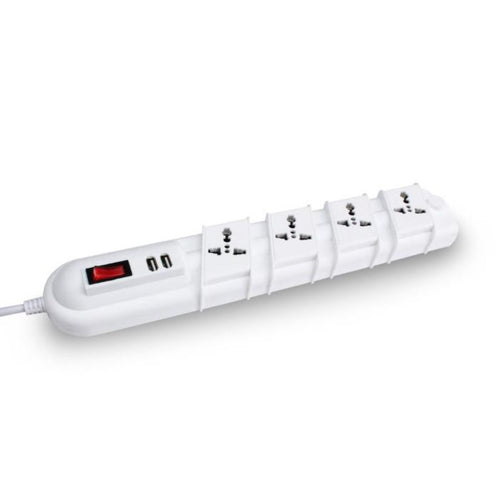 Alargador Zapatilla con Switch Multinorma 4 posiciones + 2 USB Blanco 3mts.