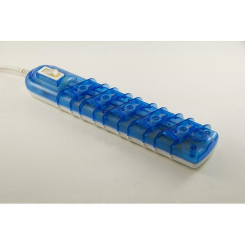 Alargador Zapatilla con switch 5 posiciones 3mts transparente Blanco/Azul