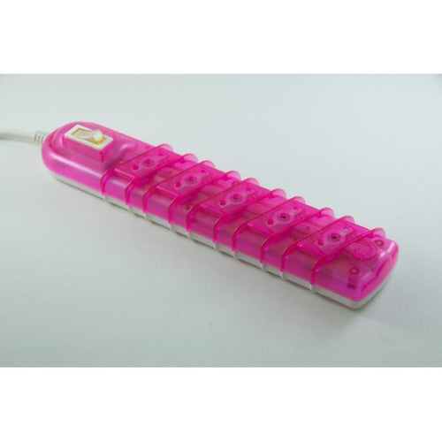 Alargador Zapatilla con switch 5 posiciones 3mts transparente Blanco/Rosado