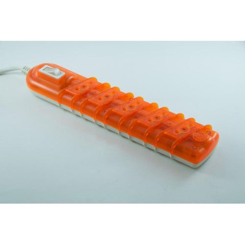 Alargador Zapatilla con switch 5 posiciones 3mts transparente Blanco/Naranjo
