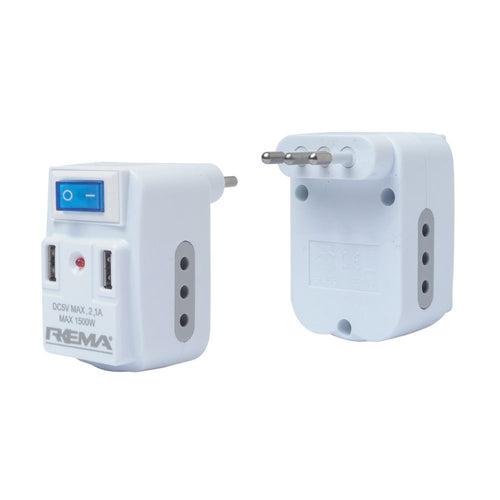 Enchufe doble con adaptador 2 USB 