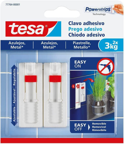 Clavos Adhesivos Powerstrips Azulejos / Vidrio / Metal Ajustable 3kg 2 un. Removibles