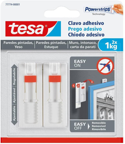 Clavos Adhesivos Powerstrips Paredes Pintadas / Yeso Ajustable 1kg 2 un. Removibles
