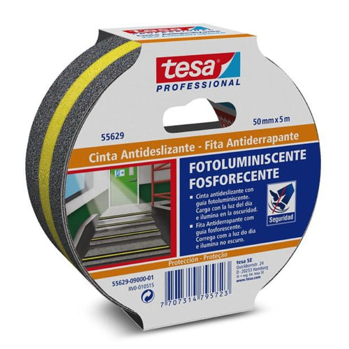 Cinta Antideslizante 50mm x 5 mts Negro/Fosforescente 