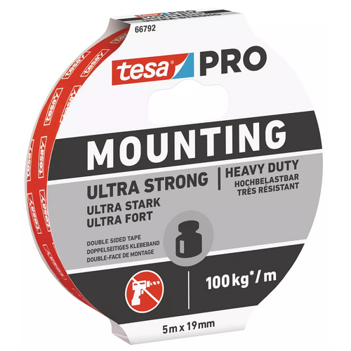 Cinta Doble Contacto Ultra Fuerte Pro 19mm x 5mts 