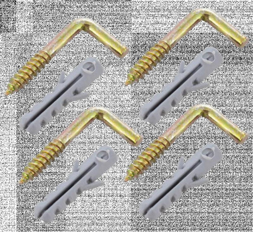 Tornillo Escuadra y Tarugo Nylon 2" / 8mm 4 juegos