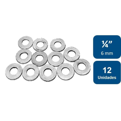 Golillas Planas Calibradas 1/4" (6mm) 12un.