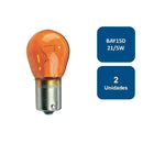 Ampolleta 12V para Automovil Globo Grande Ambar  2 contactos BAY15D 21/5W 2un. 
