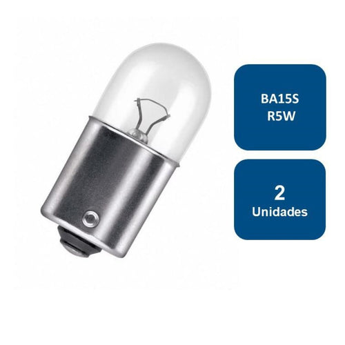 Ampolleta 12V para Automovil Globo Chico  2 contactos BA15S R5W 2un. 