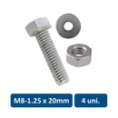 Set de Perno Hexagonal, Tuerca y Golilla Metrico M8-1.25 x 20mm 4un. 
