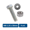 Set de Perno Hexagonal, Tuerca y Golilla Metrico M8-1.25 x 30mm 4un. 